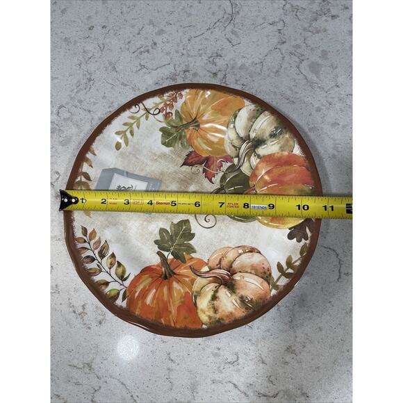 Set 4 Rachel Ashwell Harvest Fall Pumpkins Thanksgiving Melamine Dinner Plates - Picture 4 of 7
